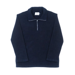 Recycled Cashmere Quarter Zip Sweater - Black Indigo
