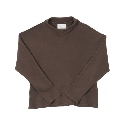 Waffle Turtleneck - Charred Brown