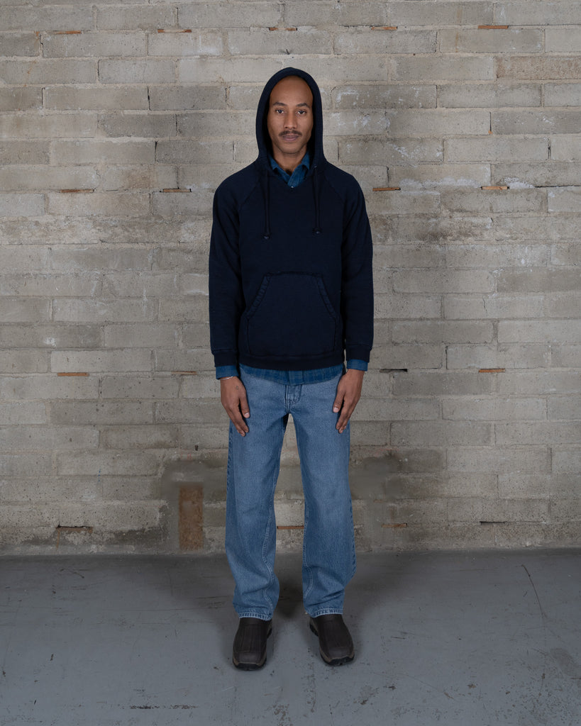 Sherpa Raglan Hoodie - Black Indigo