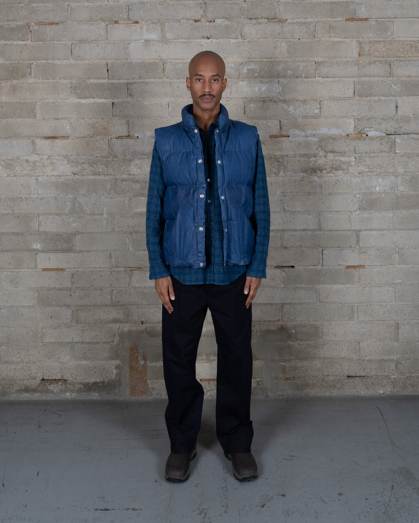Waxed Puff Vest - French Indigo