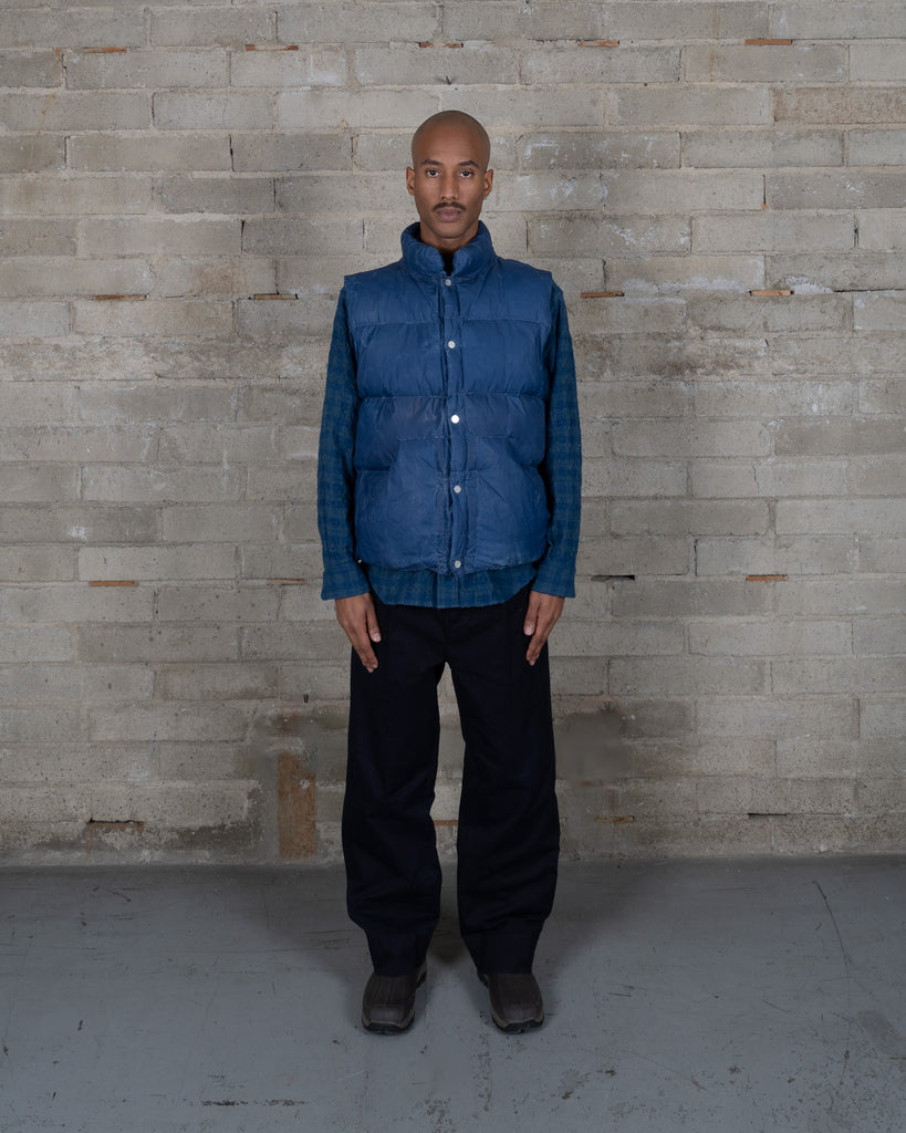 Waxed Puff Vest - French Indigo