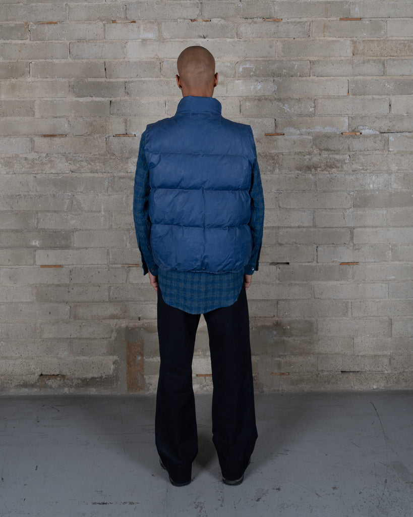 Waxed Puff Vest - French Indigo