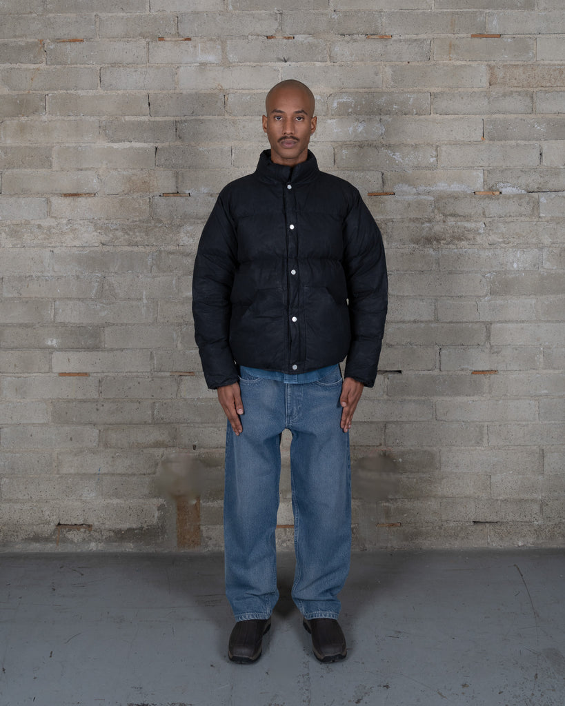 Waxed Puff Coat - Black Indigo