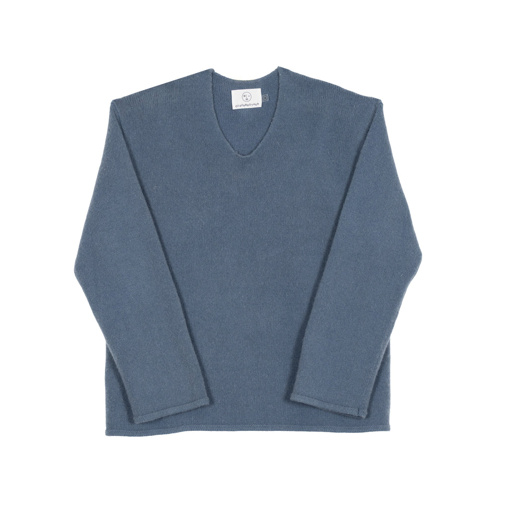 Recycled Cashmere U Neck Sweater - French Indigo