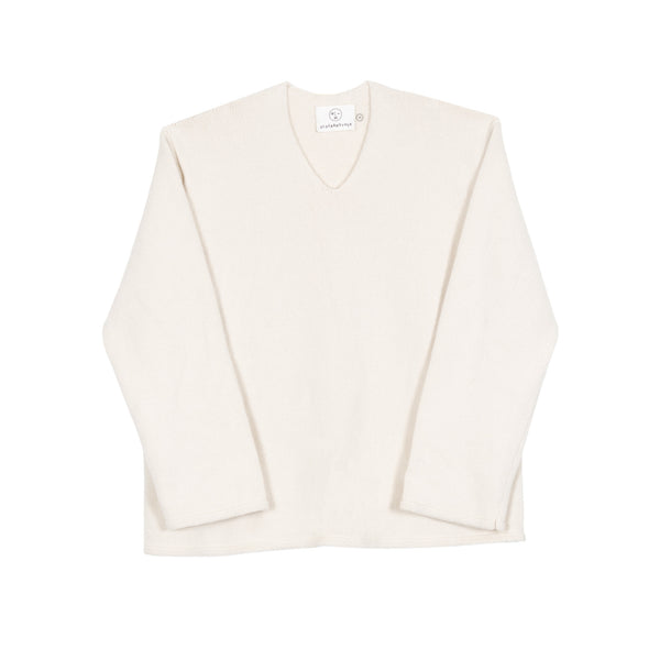Recycled Cashmere U Neck Sweater - Natural