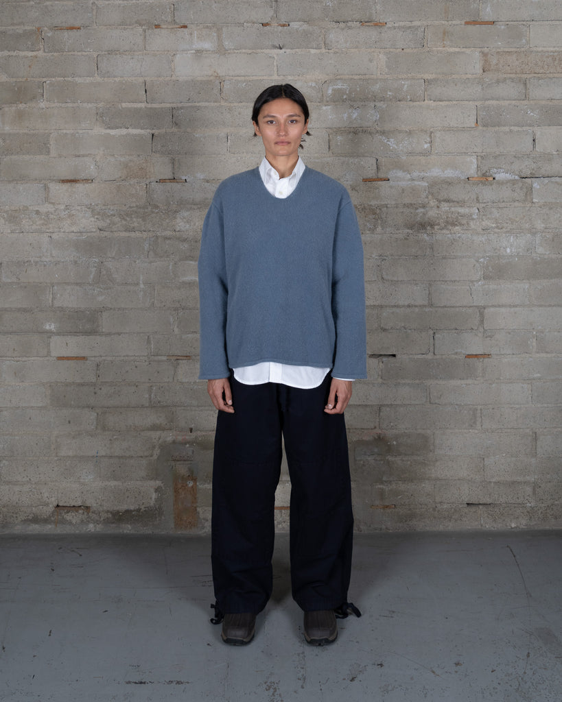 Recycled Cashmere U Neck Sweater - French Indigo