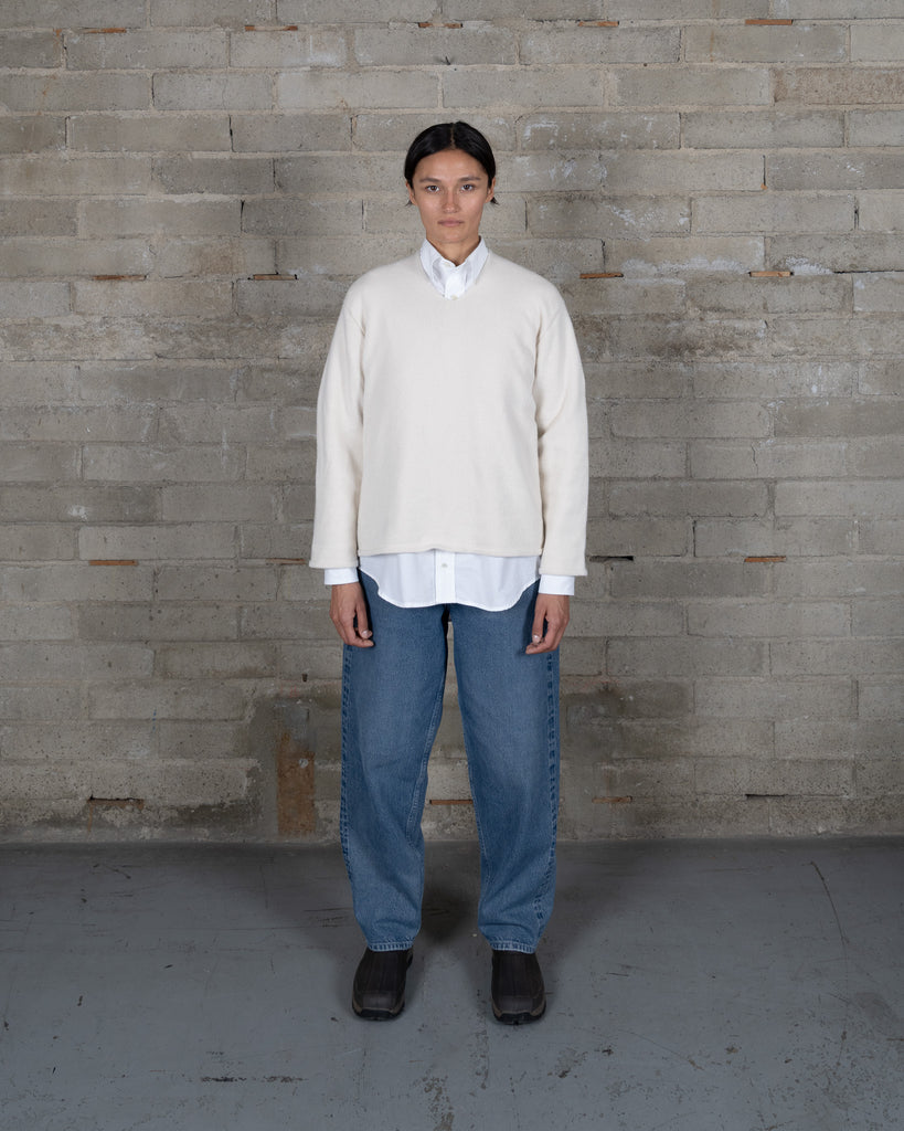 Recycled Cashmere U Neck Sweater - Natural