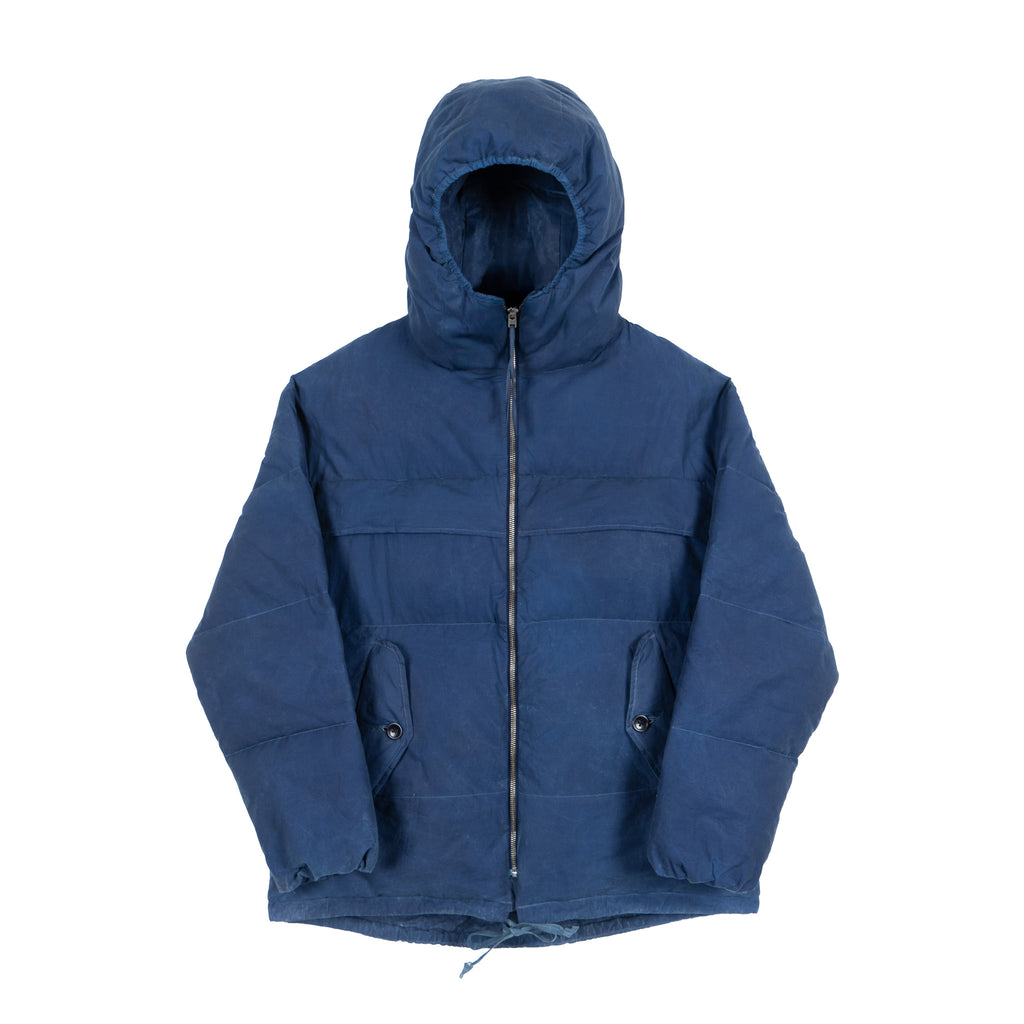 Waxed Hooded Puff Coat - French Indigo
