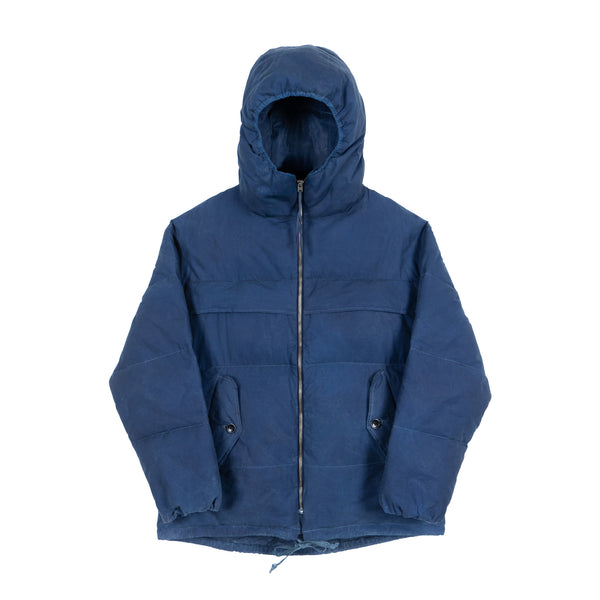 Waxed Hooded Puff Coat - French Indigo