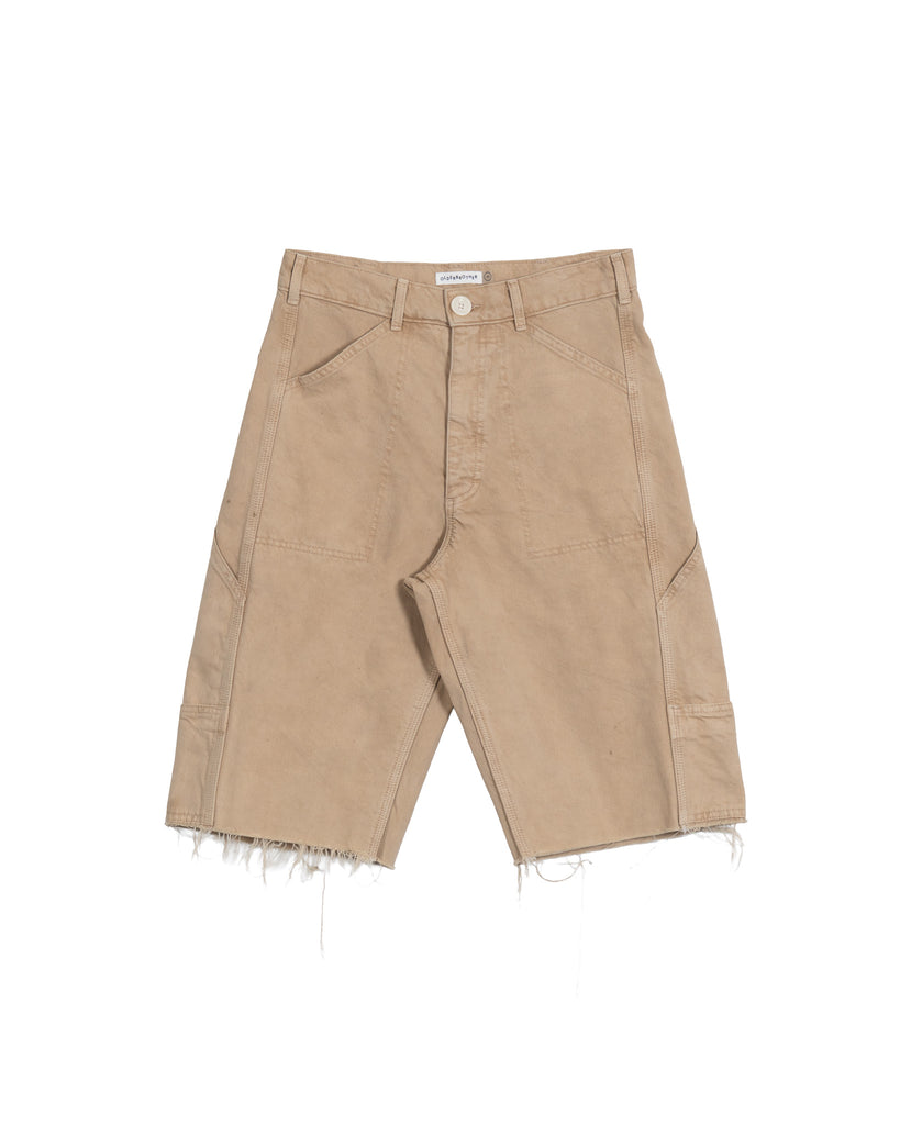 Side Pocket Double Knee Cut-Off Jorts - Mud Clay