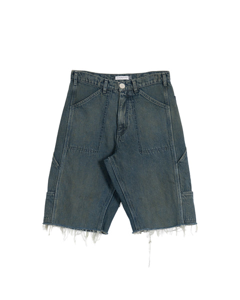 Side Pocket Double Knee Cut-Off Jorts - Mud Clay Wash Denim