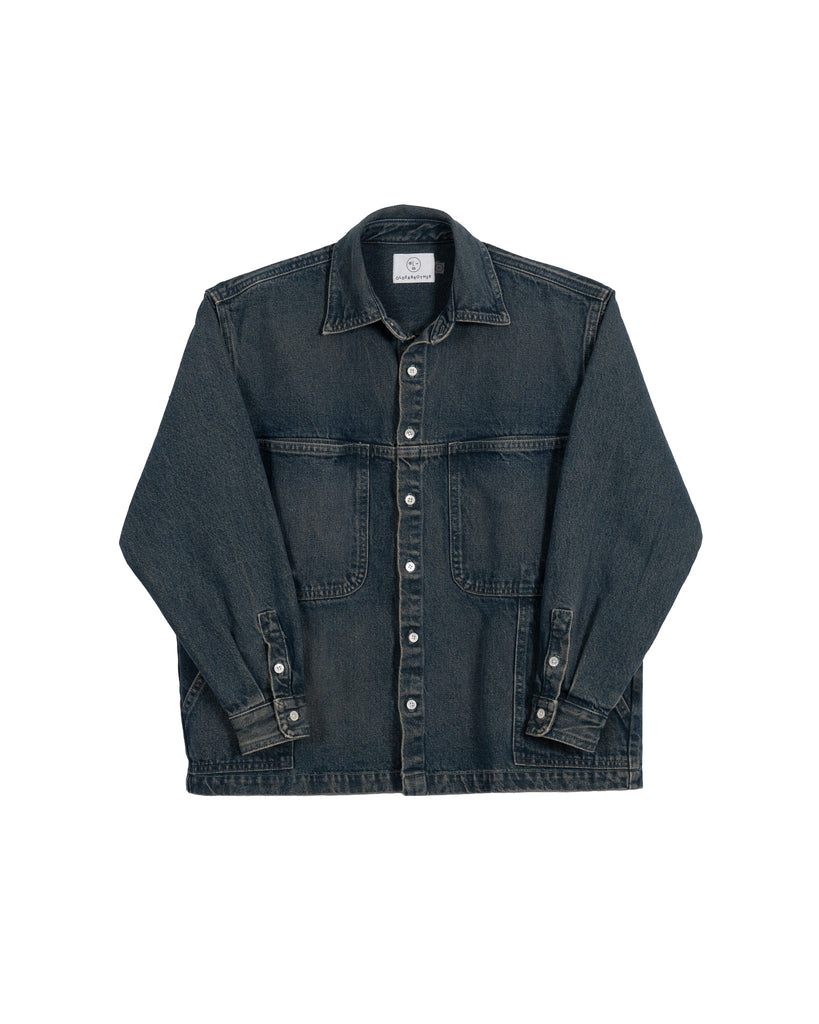 Side Pocket Overshirt- Brown Clay Wash Denim