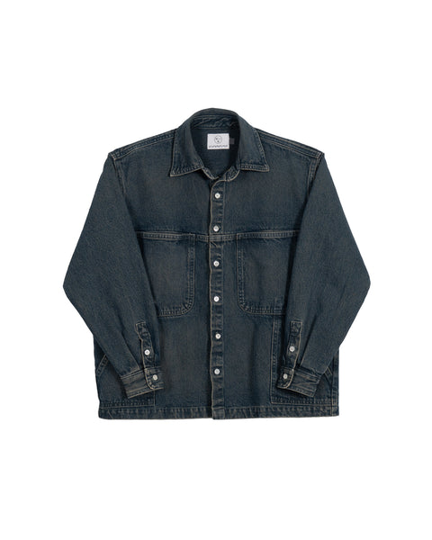 Side Pocket Overshirt - Mud Clay Wash Denim