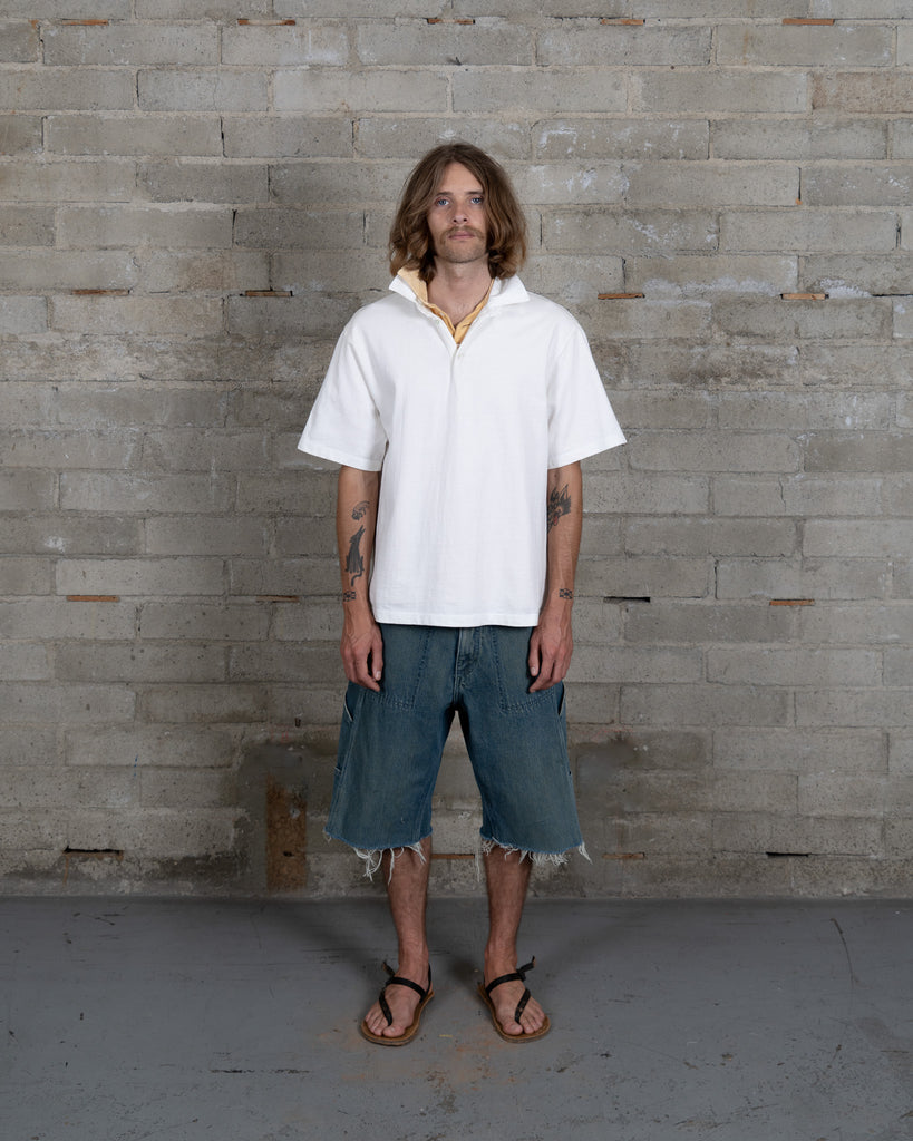 Side Pocket Double Knee Cut-Off Jorts - Brown Clay Wash Denim