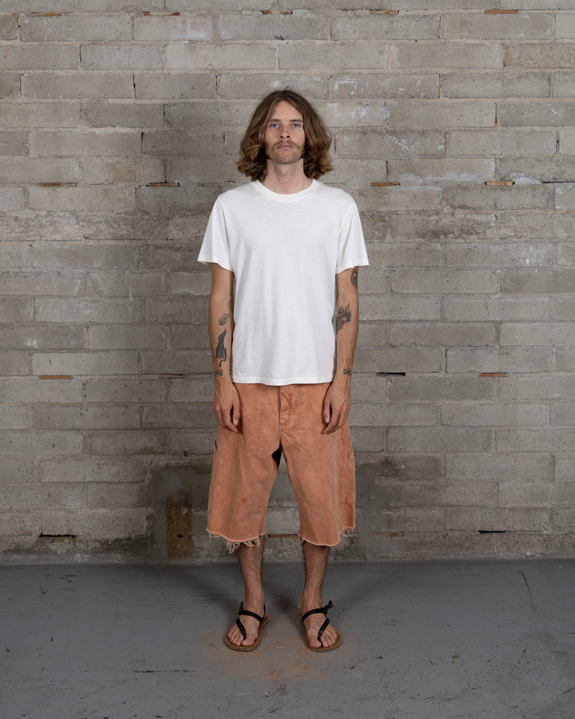 Side Pocket Double Knee Cut-Off Jorts - Red Clay