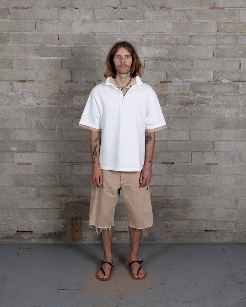 Side Pocket Double Knee Cut-Off Jorts - Mud Clay