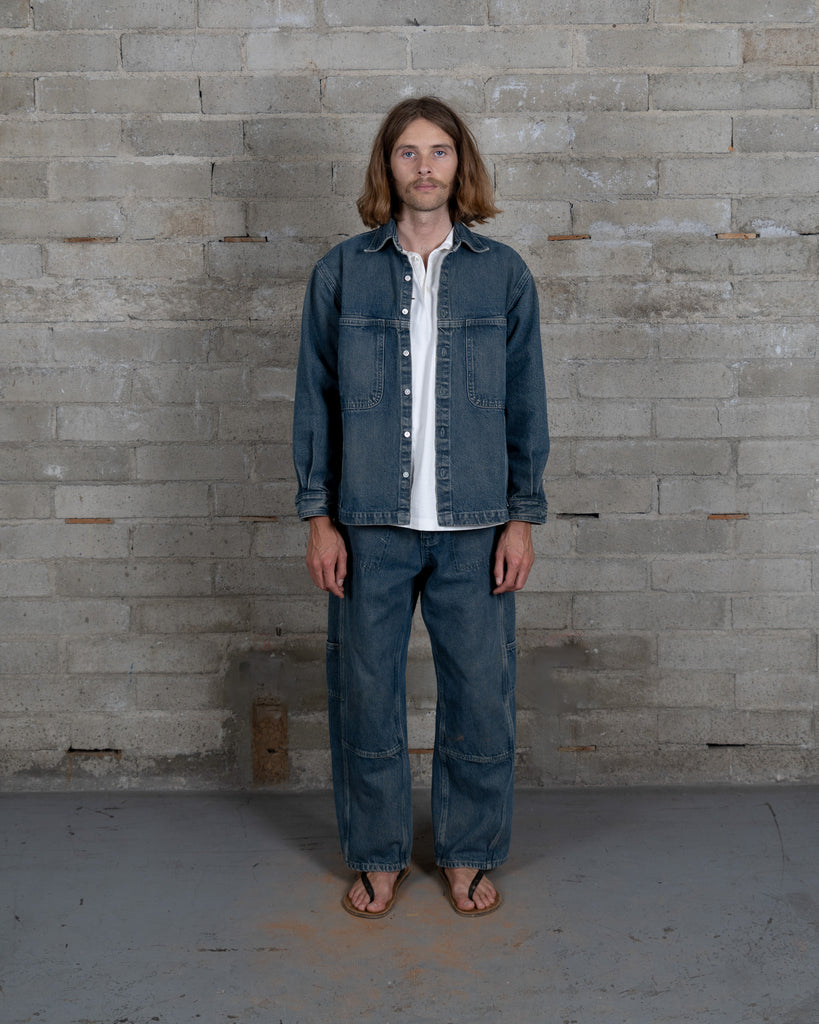 Side Pocket Overshirt- Brown Clay Wash Denim