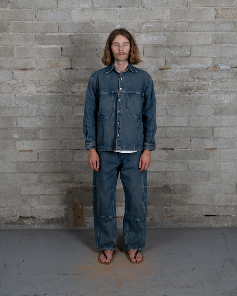 Side Pocket Overshirt- Brown Clay Wash Denim