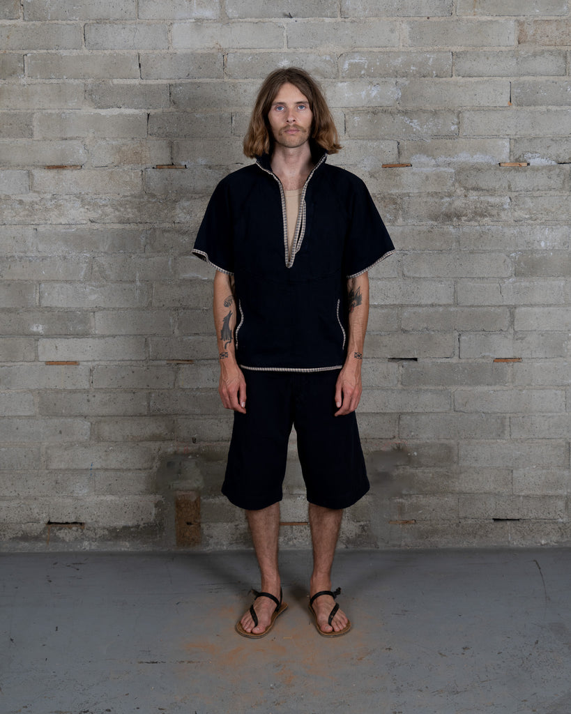Short Sleeve Fleece Shell - Black Indigo