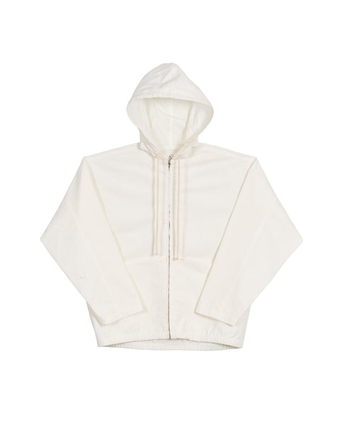 Cotton Silk Split Pocket Hoodie - White