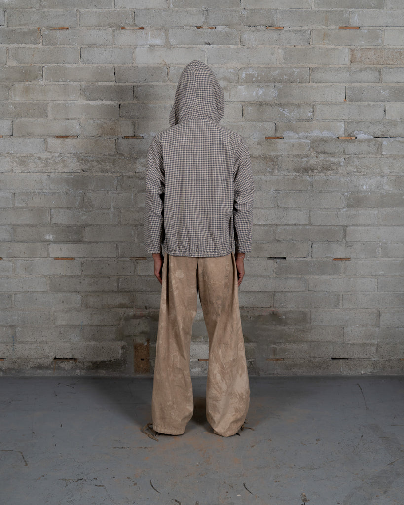 Woven Split Pocket Hoodie - Mud Clay Check