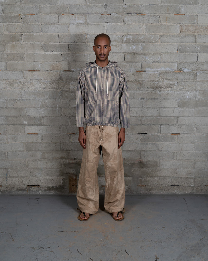 Woven Split Pocket Hoodie - Mud Clay Check