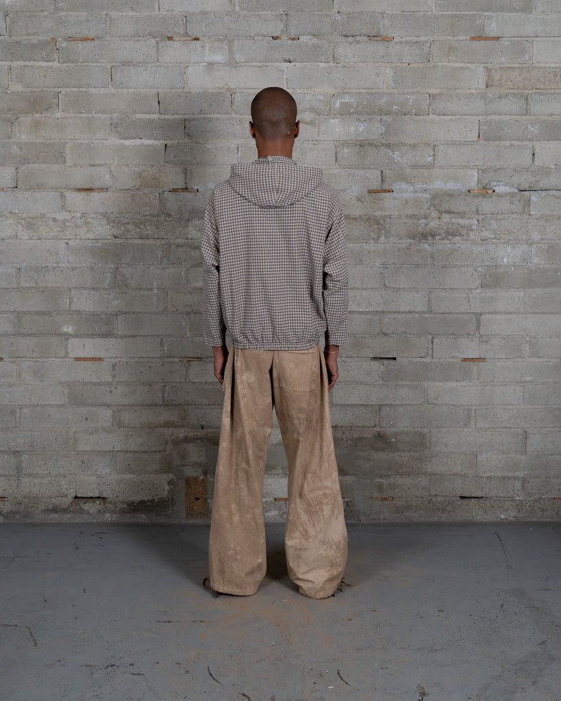 Woven Split Pocket Hoodie - Mud Clay Check