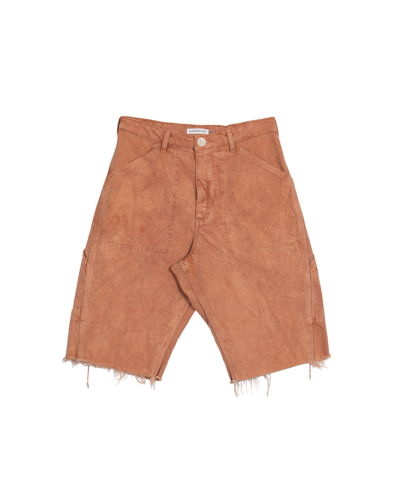 Side Pocket Double Knee Cut-Off Jorts - Red Clay