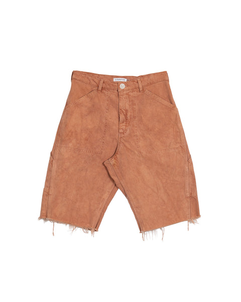 Side Pocket Double Knee Cut-Off Jorts - Red Clay