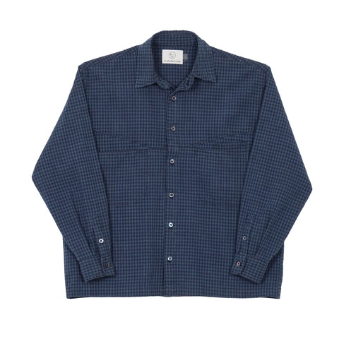 Slant Pocket Shirt - Indigo Check