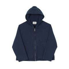 Big Pocket Hoodie - Indigo Check