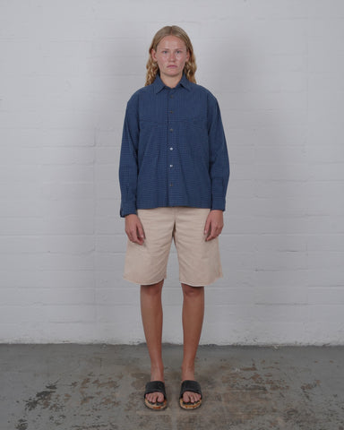 Slant Pocket Shirt - Indigo Check