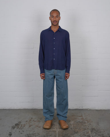 Wild Silk Button Down - Indigo