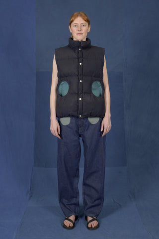 LM x OB Circle Pocket Puff Vest - Indigo