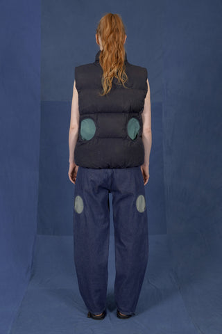 LM x OB Circle Pocket Puff Vest - Indigo