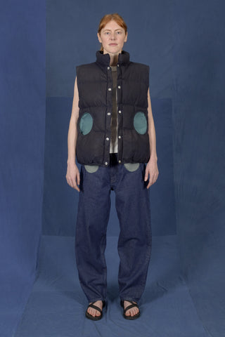 LM x OB Circle Pocket Puff Vest - Indigo