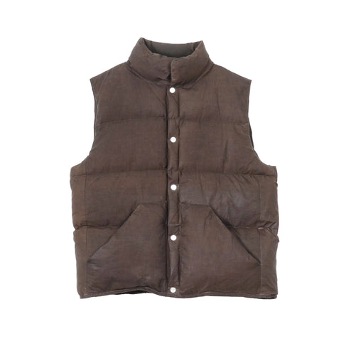 Waxed Puff Vest - Charred Brown