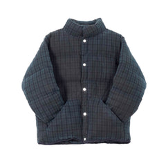 Waxed Puff Coat - Indigo Plaid