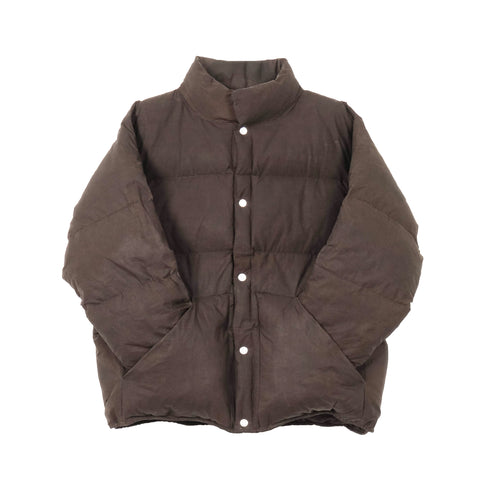 Waxed Puff Coat - Charred Brown