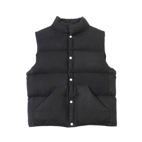 Waxed Puff Vest - Black Indigo