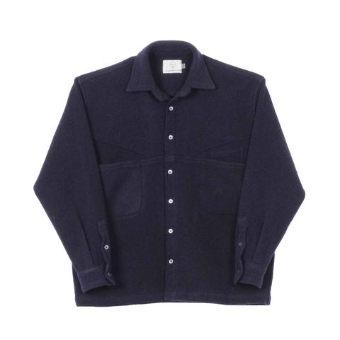 Wool Slant Pocket Shirt - Black Indigo