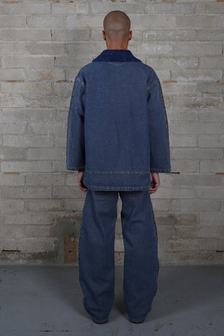 Charred Denim Sherpa Long Coat - “Hand-Me-Downs”