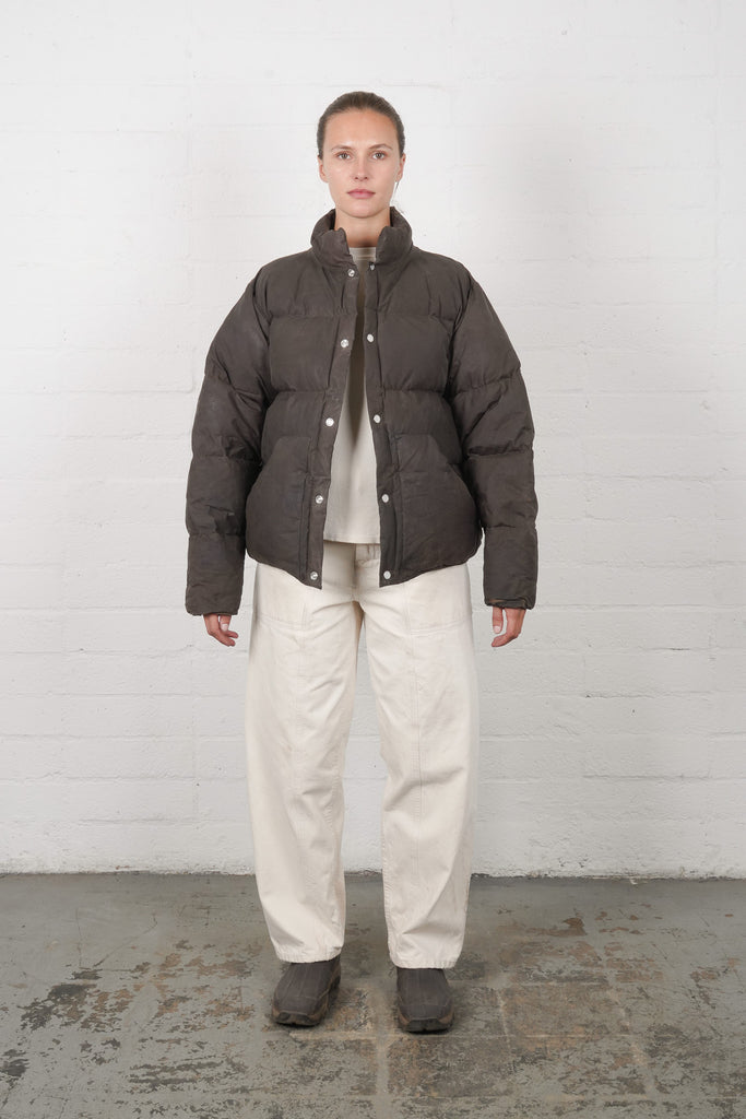 Waxed Puff Coat - Charred Brown – Olderbrother