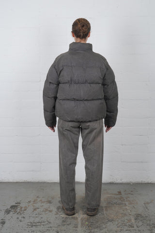 Waxed Puff Coat - Soot