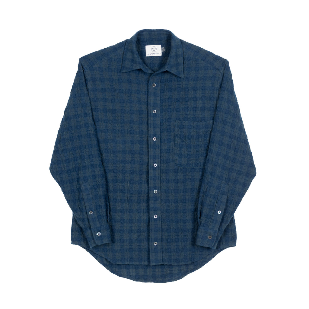 Wool Blend Shirt- Indigo Wool Plaid