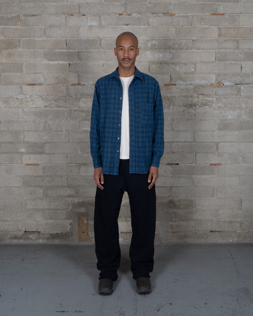 Wool Blend Shirt- Indigo Wool Plaid