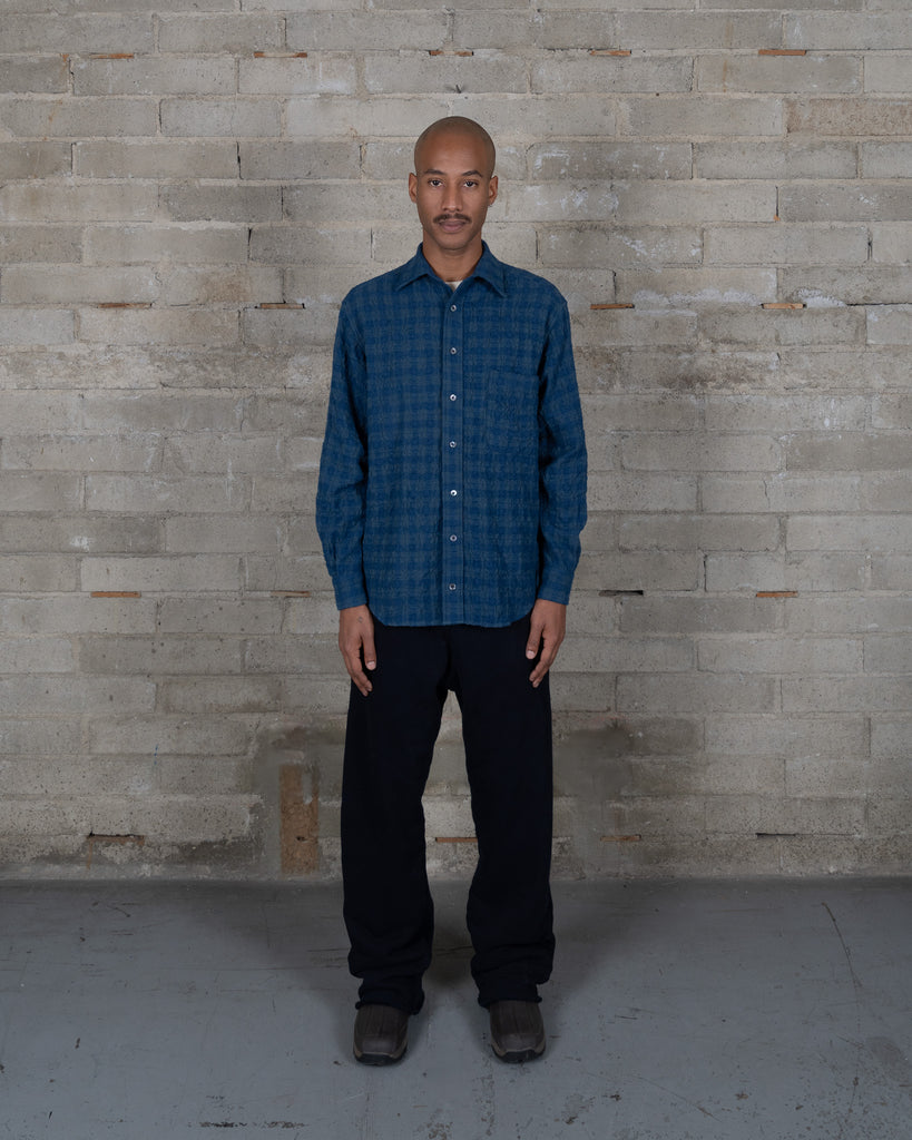 Wool Blend Shirt- Indigo Wool Plaid