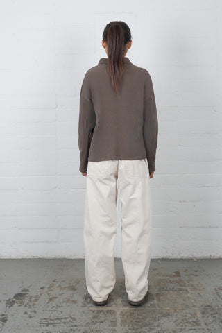 Waffle Turtleneck - Charred Brown