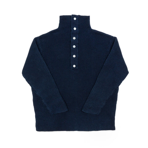 Hemp High Neck Pullover - Indigo - Olderbrother