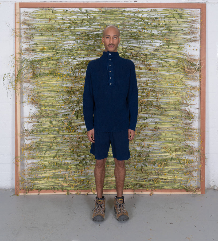 Hemp High Neck Pullover - Indigo – Olderbrother